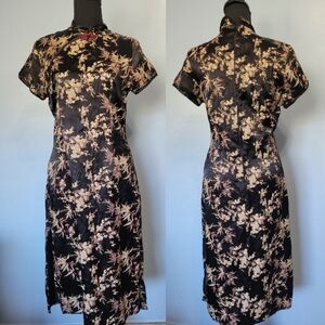 Vntg Forever Wear U.S.A. Cheongsam Black Dress M
